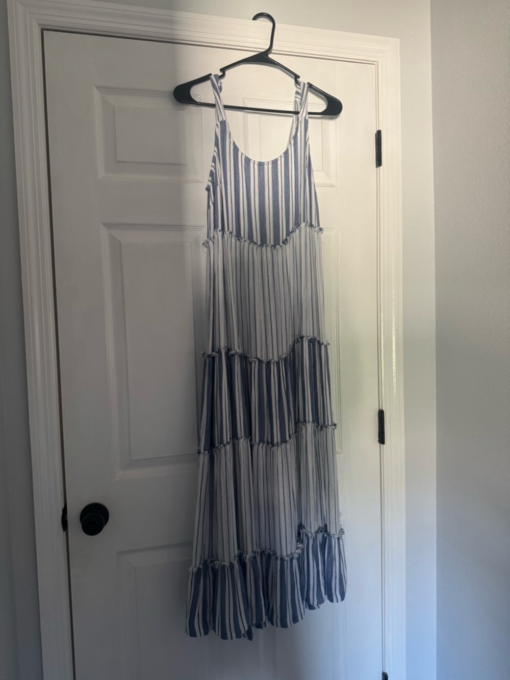 Blue and White Striped Tiered Sundress